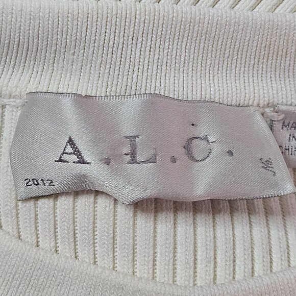 ALC Women Dress Ivory Size M Ribbed Bodycon Minimalist Chic Elegant Date Night - Picture 10 of 14